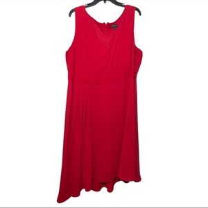 Lane Bryant Dress Womens Size 22 Red Sleeveless V-Neck Asymmetrical Fit n Flare